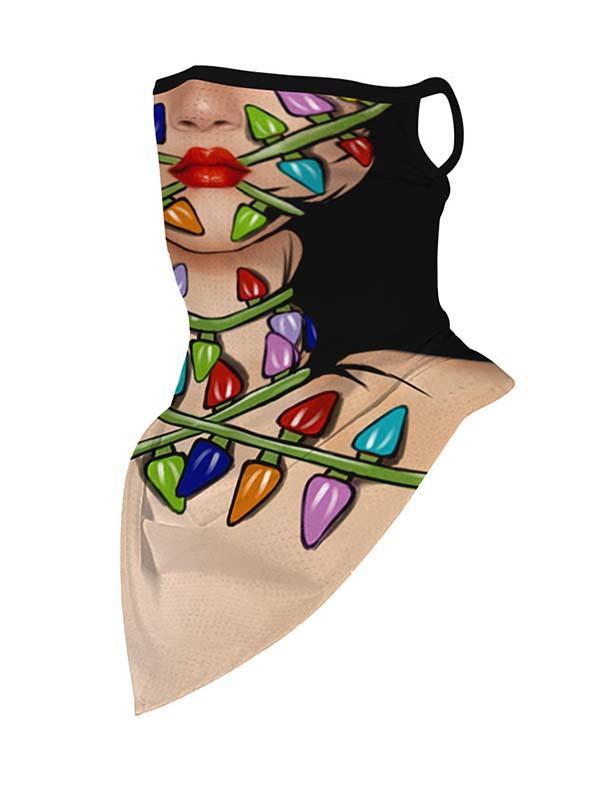 Unisex Windproof Novelty Christmas Print Earloop Face Shield Bandana