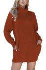 Women's Loose Oversize Turtleneck Wool Long Pullover Sweater Dress