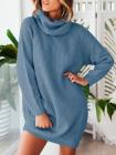 Women's Loose Oversize Turtleneck Wool Long Pullover Sweater Dress