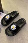Women's Slip On Daisy Print Beach Slide Summer Sandals