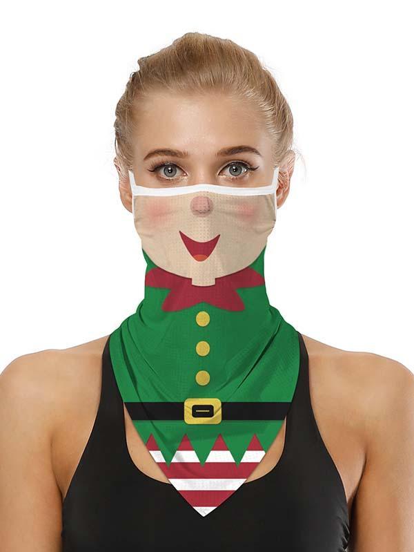 Unisex Windproof Novelty Christmas Print Earloop Face Shield Bandana