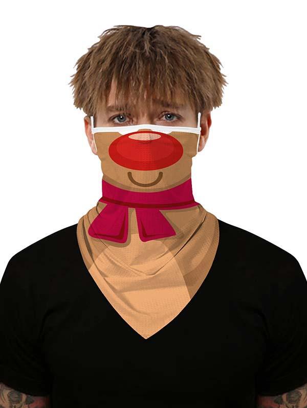 Unisex Windproof Novelty Christmas Print Earloop Face Shield Bandana