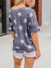 Short Sleeve Cold Shoulder Stars Print T-Shirt