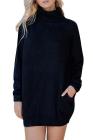 Women's Loose Oversize Turtleneck Wool Long Pullover Sweater Dress
