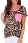 Short Sleeve Crew Neck Leopard Print Twist T-Shirt