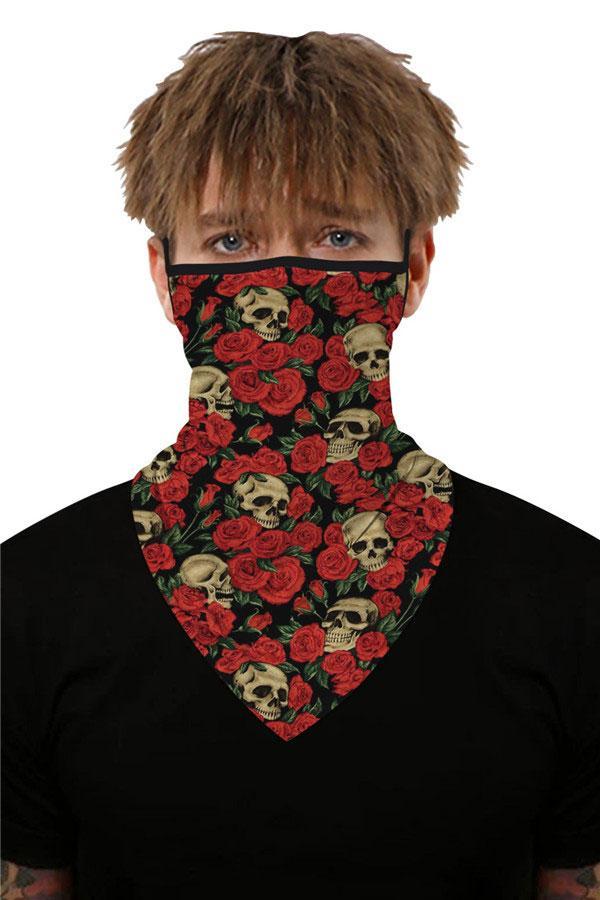 Sports Skull Face Shield Bandanas Running Neck Gaiter With Earloops