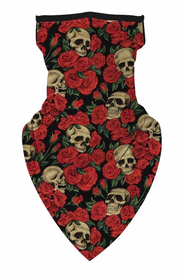 Sports Skull Face Shield Bandanas Running Neck Gaiter With Earloops