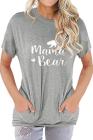 Women's Mama Bear Short Sleeve Crew Neck Pockets T-Shirt
