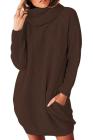 Women's Loose Oversize Turtleneck Wool Long Pullover Sweater Dress