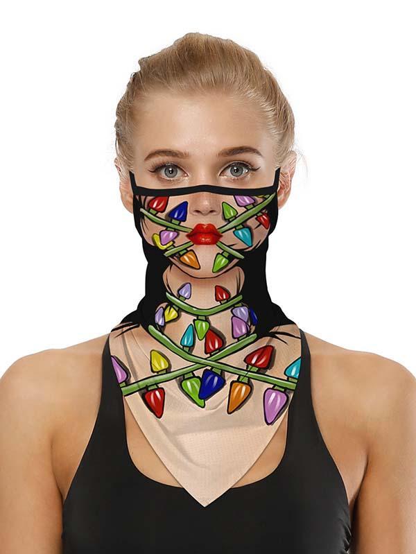 Unisex Windproof Novelty Christmas Print Earloop Face Shield Bandana