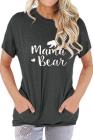 Women's Mama Bear Short Sleeve Crew Neck Pockets T-Shirt