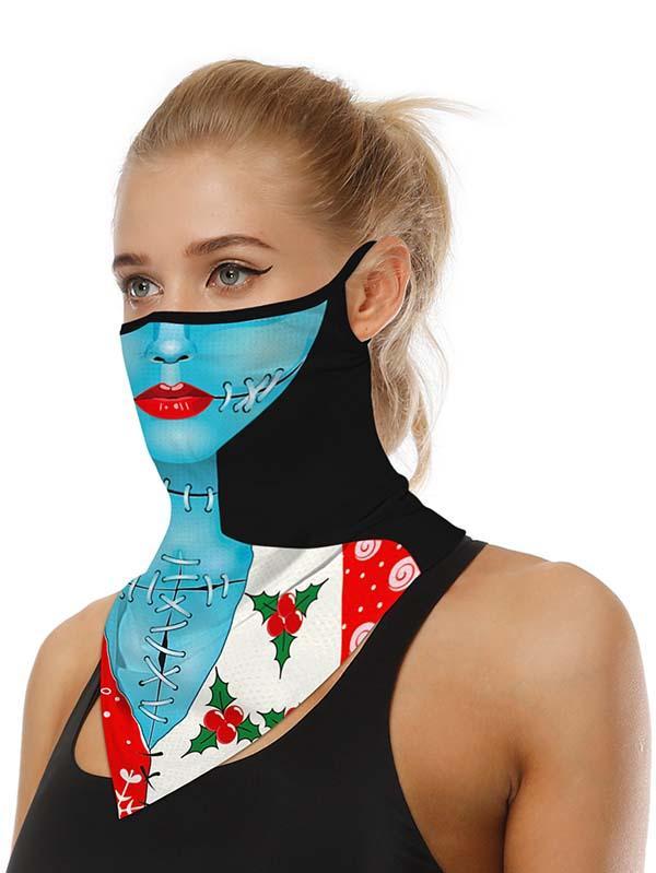 Unisex Windproof Novelty Christmas Print Earloop Face Shield Bandana