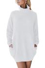 Women's Loose Oversize Turtleneck Wool Long Pullover Sweater Dress