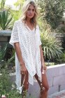 Crochet Knitted Tassel Tie Kimono Beachwear