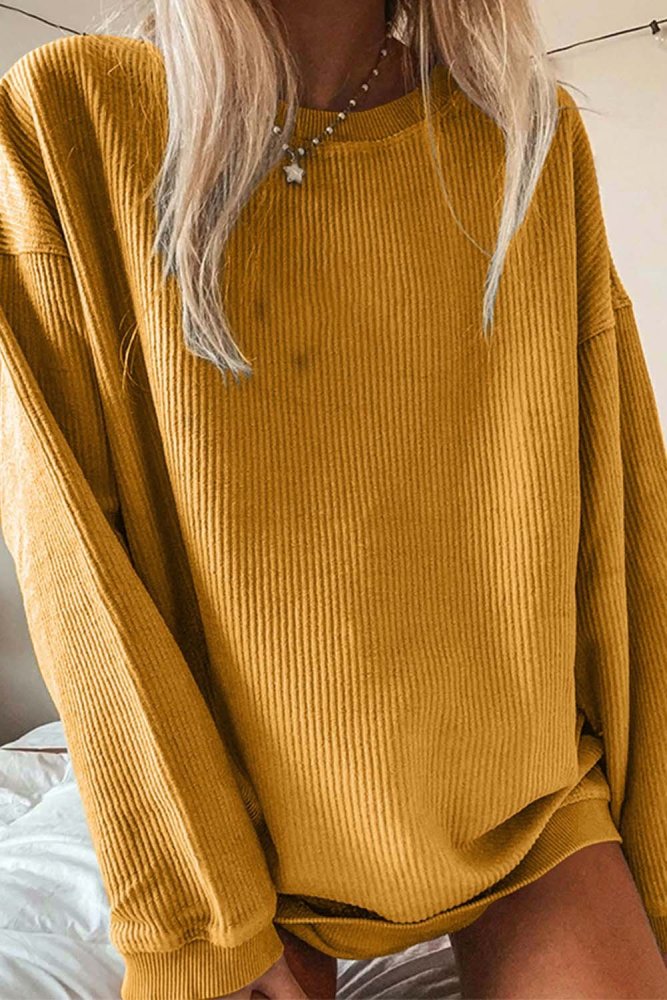 Solid Oversized Crew Neck Sweatshirt For Women