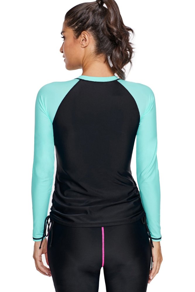 Rosy Black Colorblock Long Sleeve Rashguard
