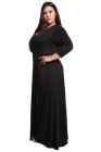 Royal Blue Plus Size Pocketed V Neck Maxi Dress