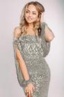 Off Shoulder Tasseled Sleeve Sequin Party Maxi Dress