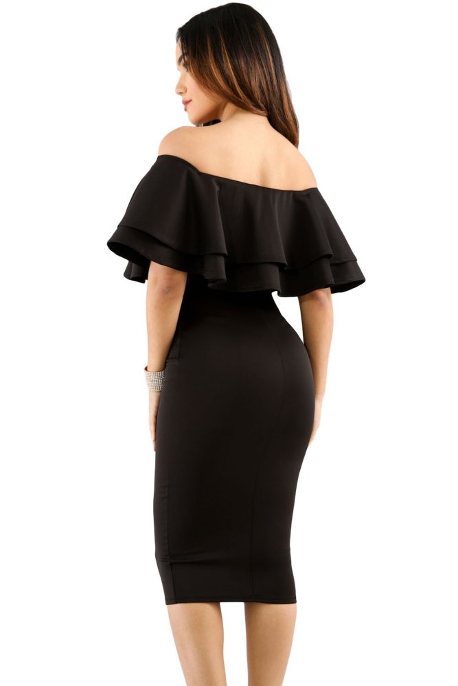 Layered Ruffle Off Shoulder Curvaceous Dress