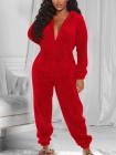 Fluffy Zip Up Onesie Pajama Outfits Sleepwear