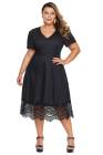 Lace Hemline Pleated Plus Size Dress