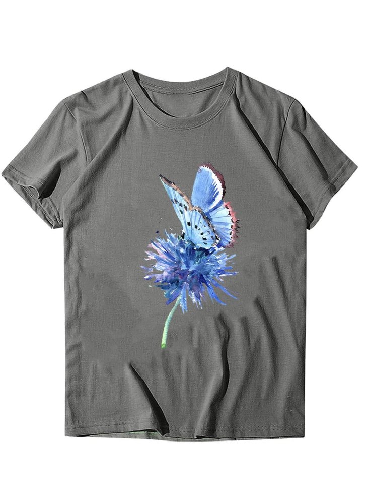 Women's T-shirts Dandelion & Butterfly Print T-shirt