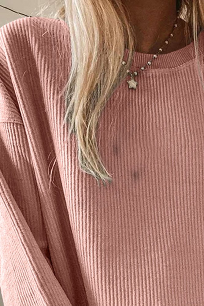 Solid Oversized Crew Neck Sweatshirt For Women