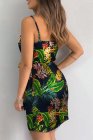 V Neck Leaf Print Mini Dress