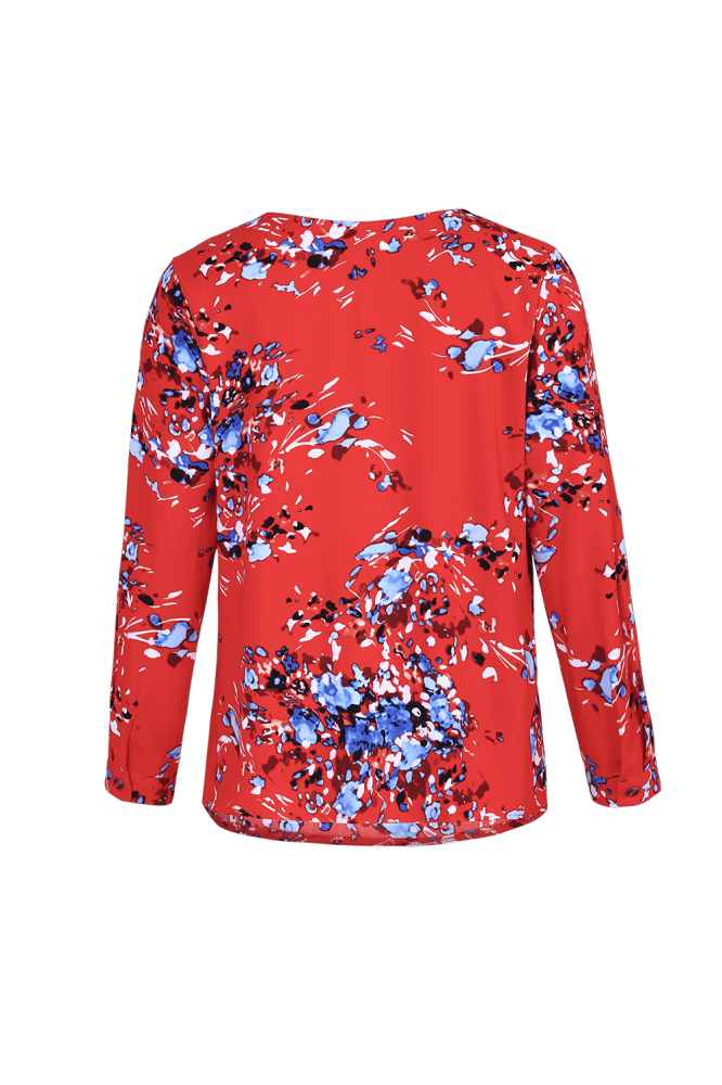 V Neck Buttoned Floral Print Blouse