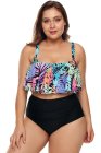Skull Key Print Hammock Flounce Crop High Waist Bikini