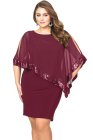 Sequined Mesh Overlay Plus Size Poncho Dress