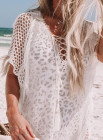 White Beach Cover Up Knitted Dress With Fringe