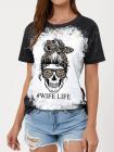 Mom Life Skull Graphic Tees Tops Short Sleeve Tee Shirt