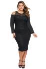 Cold Shoulder Mesh Yoke Plus Size Dress