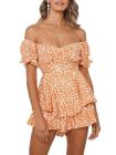 Women's Off Shoulder Short Sleeves Layered Ruffle Rompers