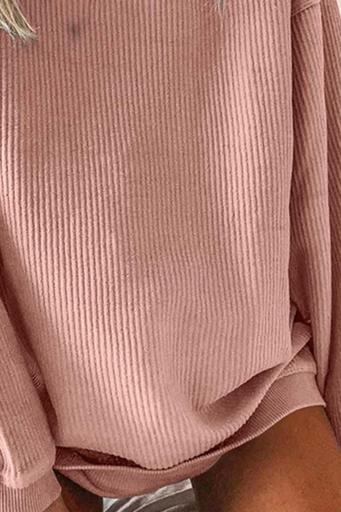 Solid Oversized Crew Neck Sweatshirt For Women