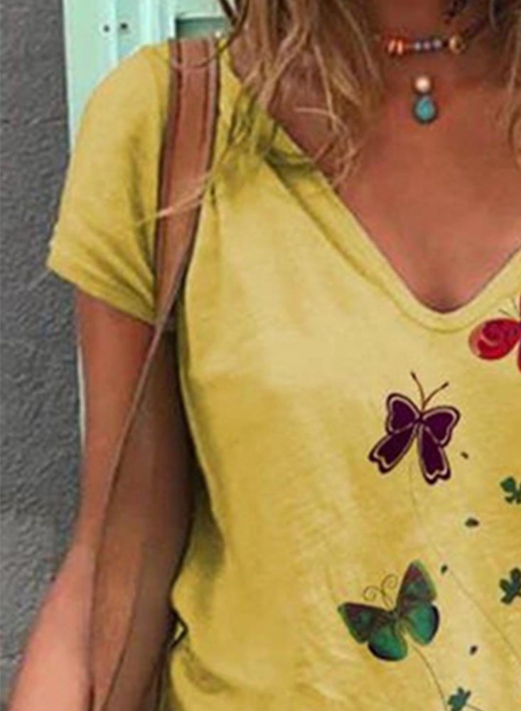 Women's T-shirts Butterfly Print T-shirt