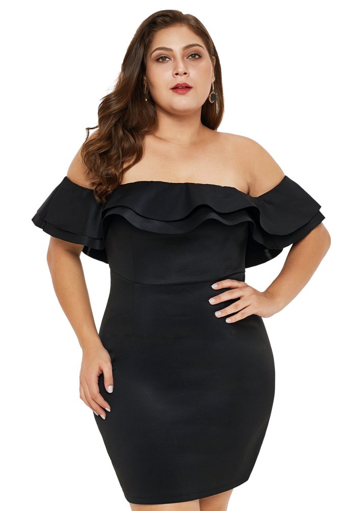 Layered Ruffle Off Shoulder Plus Size Dress
