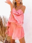 Sexy Off Shoulder Ruffle Sleeve Chiffon Romper