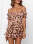 Women's Off Shoulder Short Sleeves Layered Ruffle Rompers