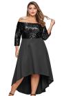 Off Shoulder Sequin Bodice Hi-lo Plus Size Dress