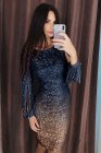 Ombre Sequin Tassel Sleeve Bodycon Evening Dress