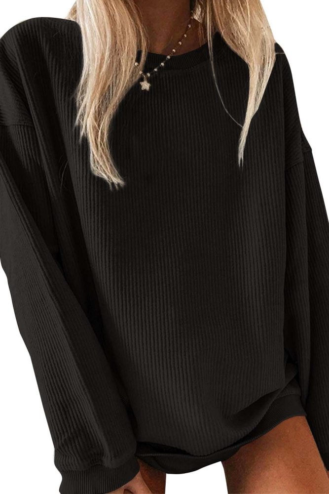 Solid Oversized Crew Neck Sweatshirt For Women