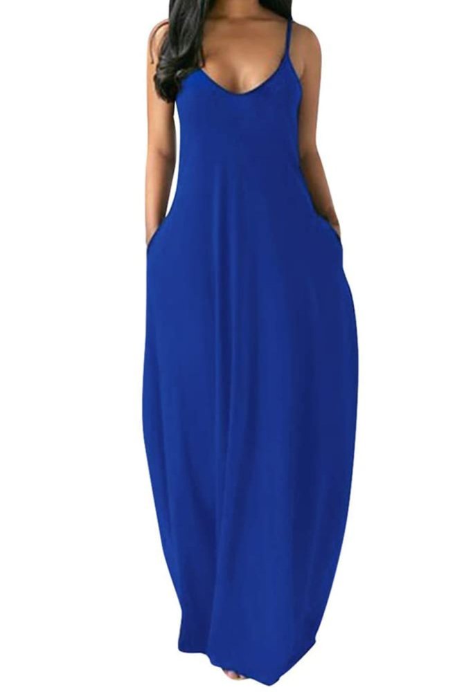 Plain Color Spaghetti Straps Oversized Maxi Dress