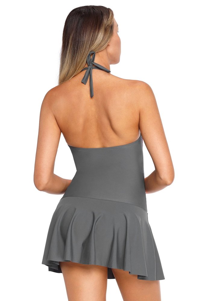 Color Gradient Sweet Halter Swimdress