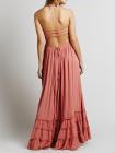 Halter Strapless Smocked Bodice Maxi Dress