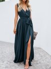 Sleeveless Pleated Split Knot Front Maxi Dress