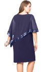 Sequined Mesh Overlay Plus Size Poncho Dress