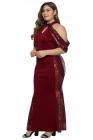 High Neck Drop Shoulder Sequin Décor Plus Size Gown