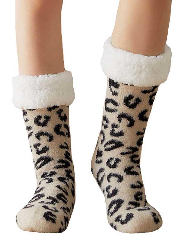 Winter Warm Leopard Print Fluffy Socks
